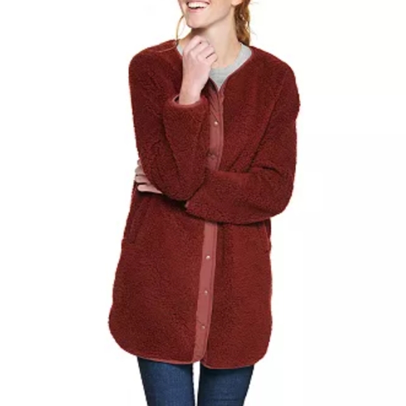 Sonoma Good For Life Sherpa Button Down Jacket in Burgundy Sz XL NWT - Picture 1 of 7